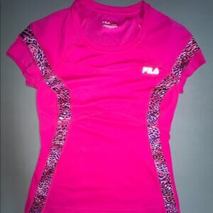 FILA Hot Pink & Cheetah Sports Top S